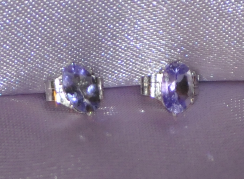 5.0X 3.0mm TANZANITE PETITE OVAL STUDS – SET IN .925 STERLING SILVER-