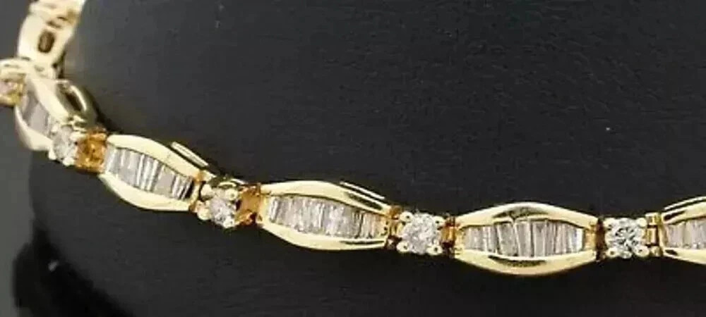 5ct Round Cut Simulated Diamond Stunning Tennis Bracelet 14k Yellow Gold Plated