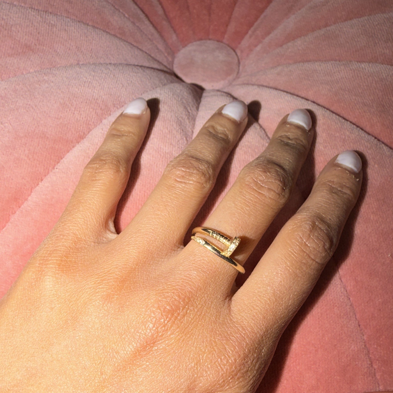 Gold Tone Pavé Round White Cubic Zirconia Band Ring Clear Stones