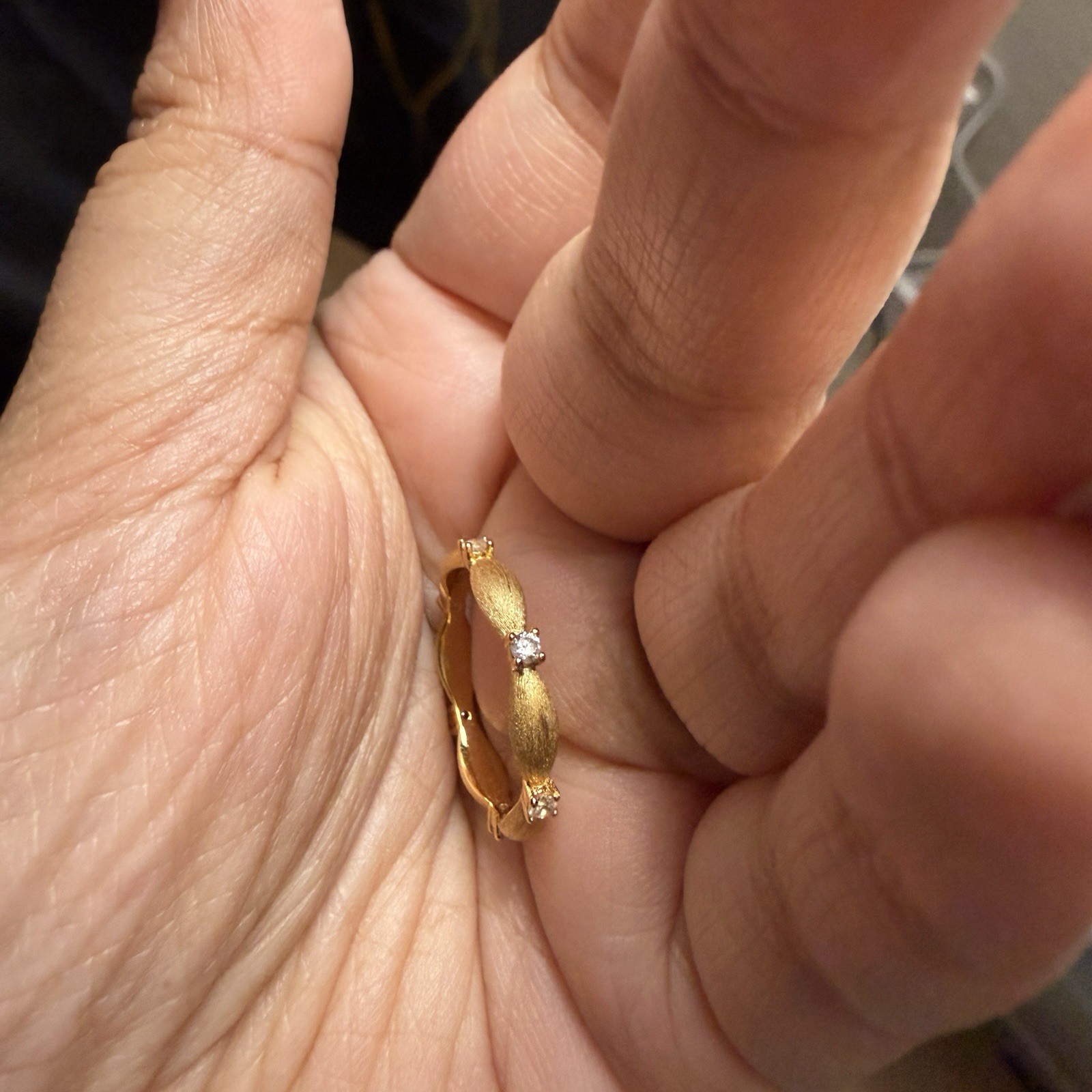 18k Gold Played On Silver White Zirconia Ring