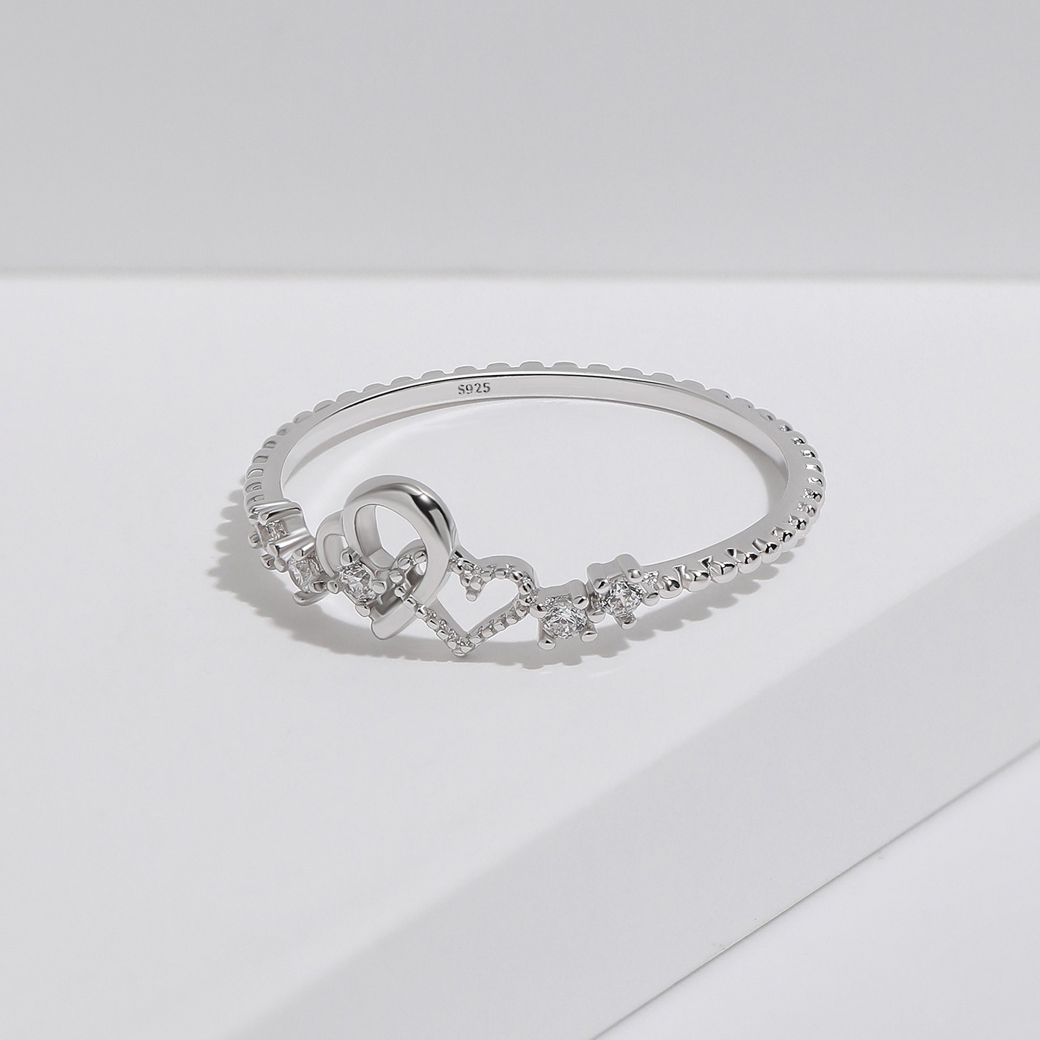 Dainty Heart Promise Rings for Girlfriend Wife S925 Silver Stacking Ring Meissa