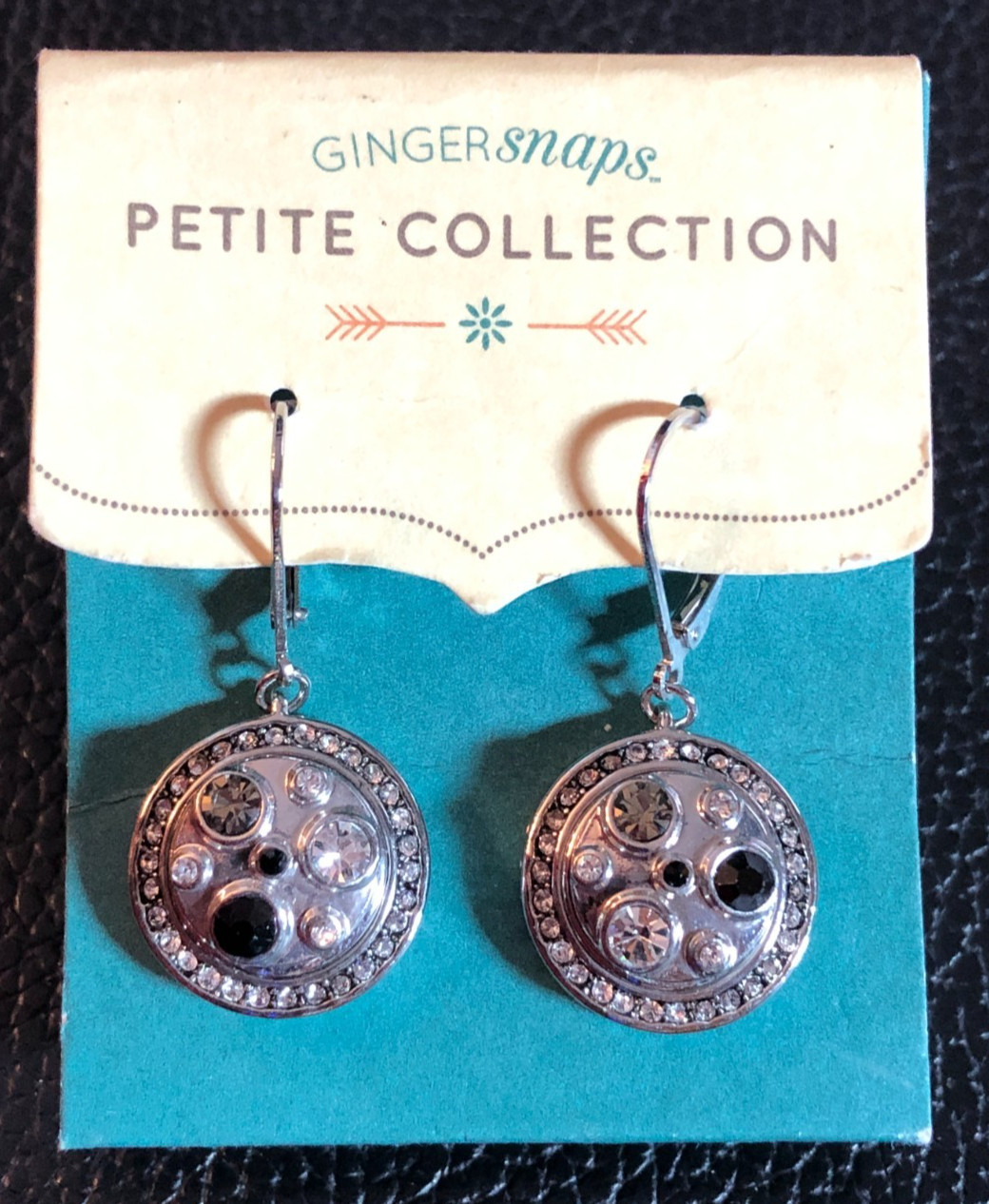 Silver Crystal Rhinestone Dangle Earrings Gingersnaps Detachable NEW 1.5″ 8260