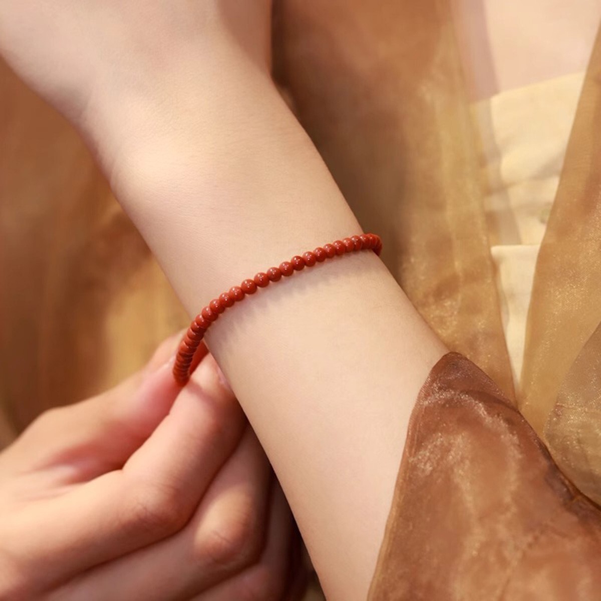 Handmade Natural Red Jasper Elastic Stretch Bracelet 4mm Crystal Gemstone Bead