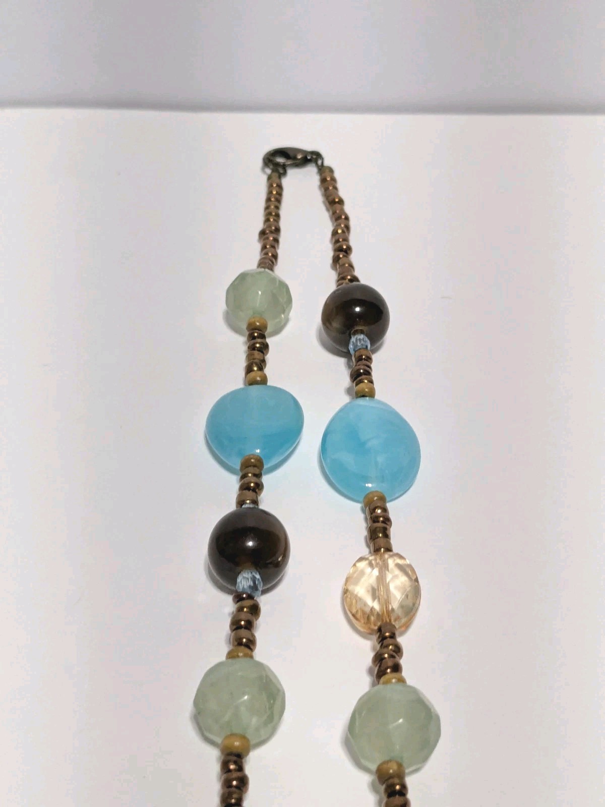 Multicolor & Multi Shaped Acrylic & Glass Beaded Necklace 32″. BOHO.
