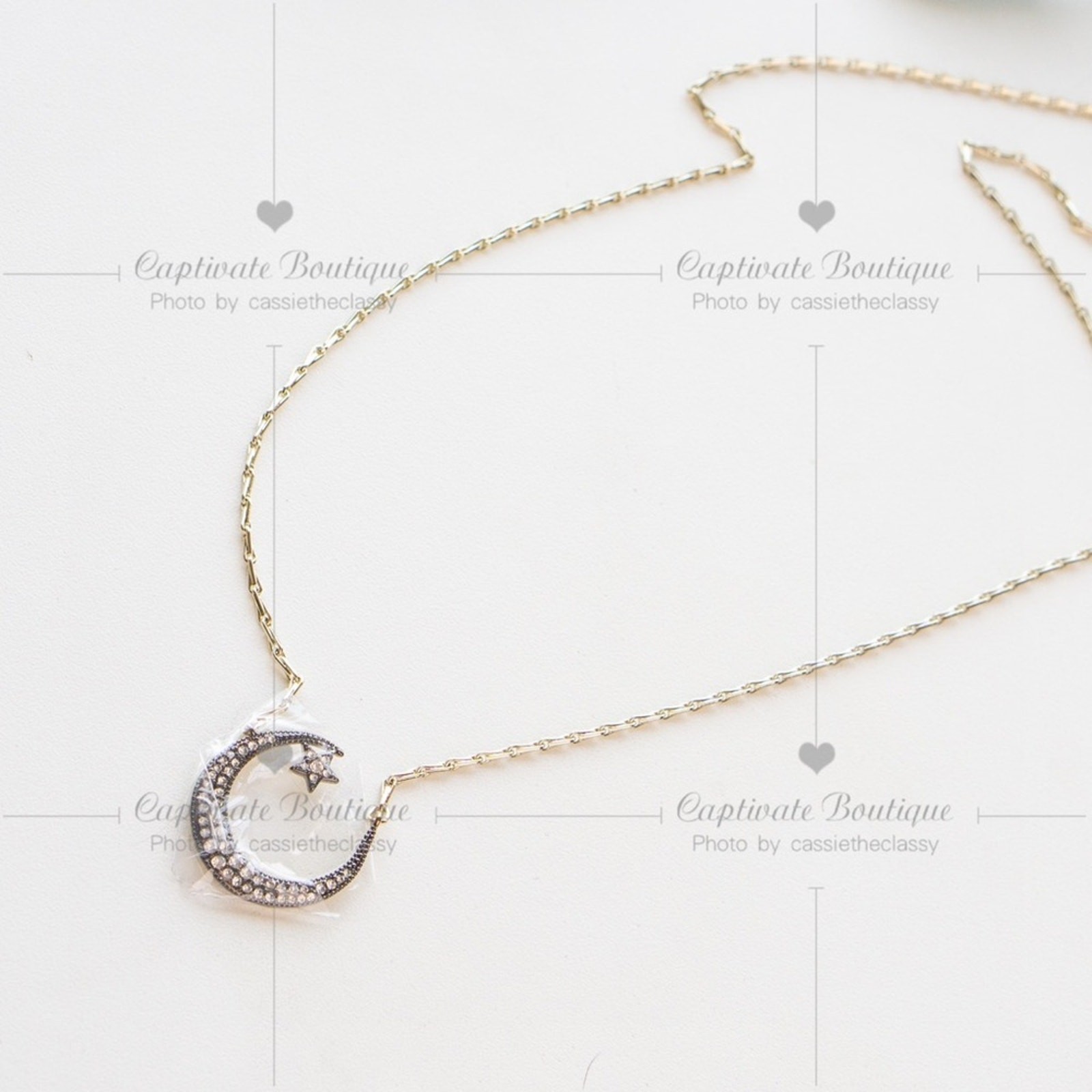 Stella and Dot Pavé Crystal Crescent Pendant Necklace
