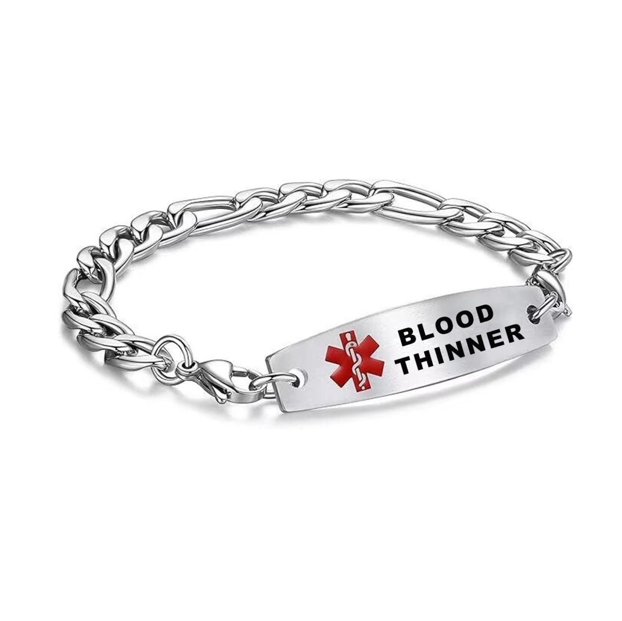Blood Thinner Mens Medical Alert ID Bracelet Stainless Steel 22cm Large