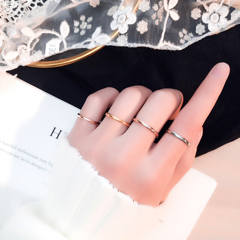 2mm Thin Stackable Personalised Engraved Minimalist Ring Woman Titanium Custom