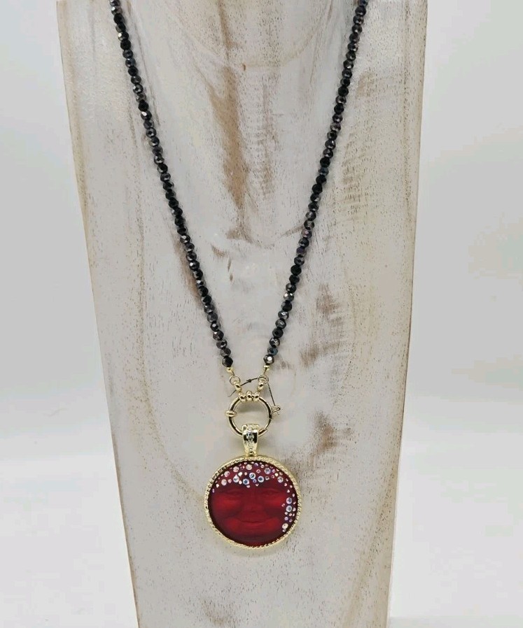 Kirks Folly Goddess Illusion 35mm Seaview Moon Foldover Pendant Red Black Magic
