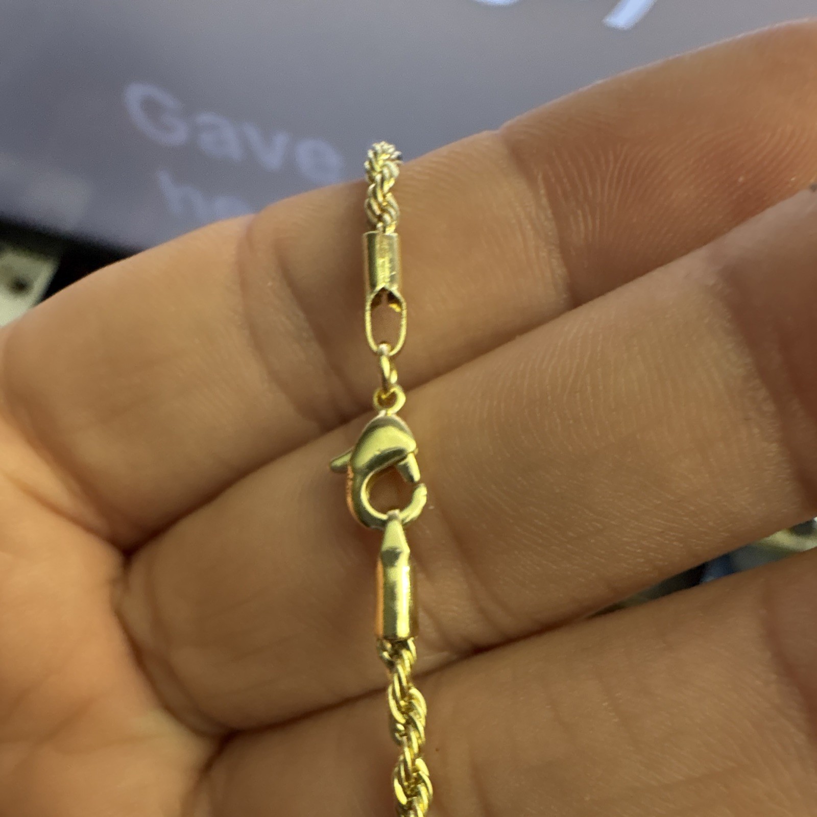 Gold Tone 3mm Rope 24 in Chain with Lobster Clasp
