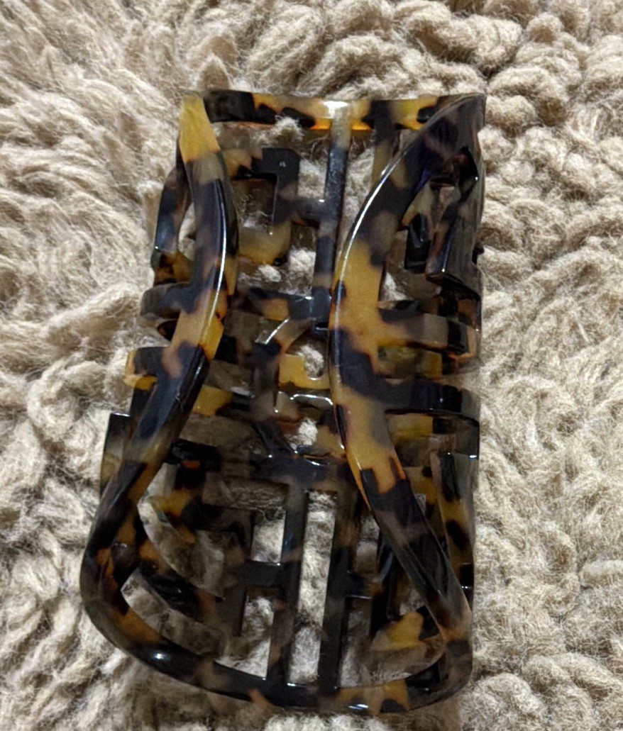 (2) Tory Burch…Tortoise shell Curved Plastic Bracelets