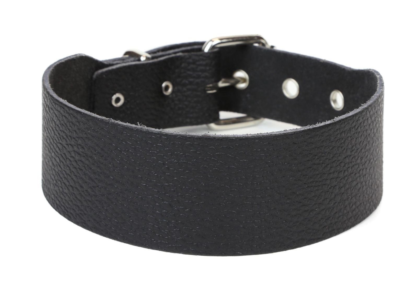 1 3/4″ Wide Plain Genuine Buffalo Leather Choker Collar Necklace Roller Buckle