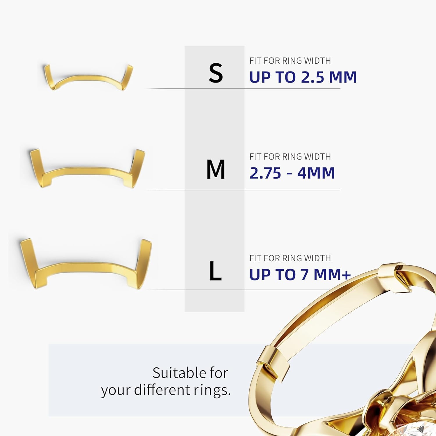 12 Pack Filled Gold/Silver Metal Ring Guard,Invisible Ring Size Adjuster Set for