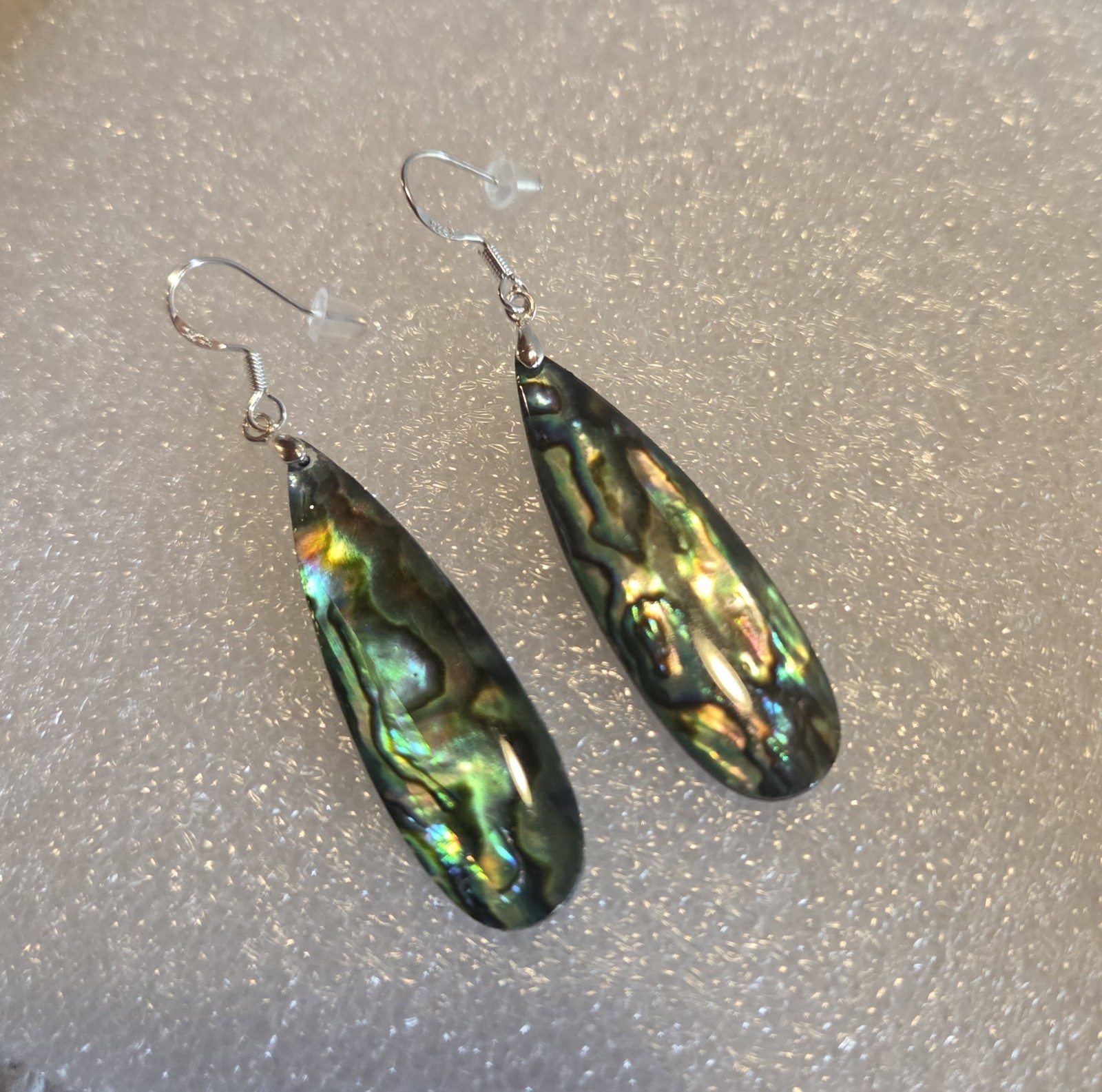 Abalone Shell Dangle Earrings,SS Hooks E24