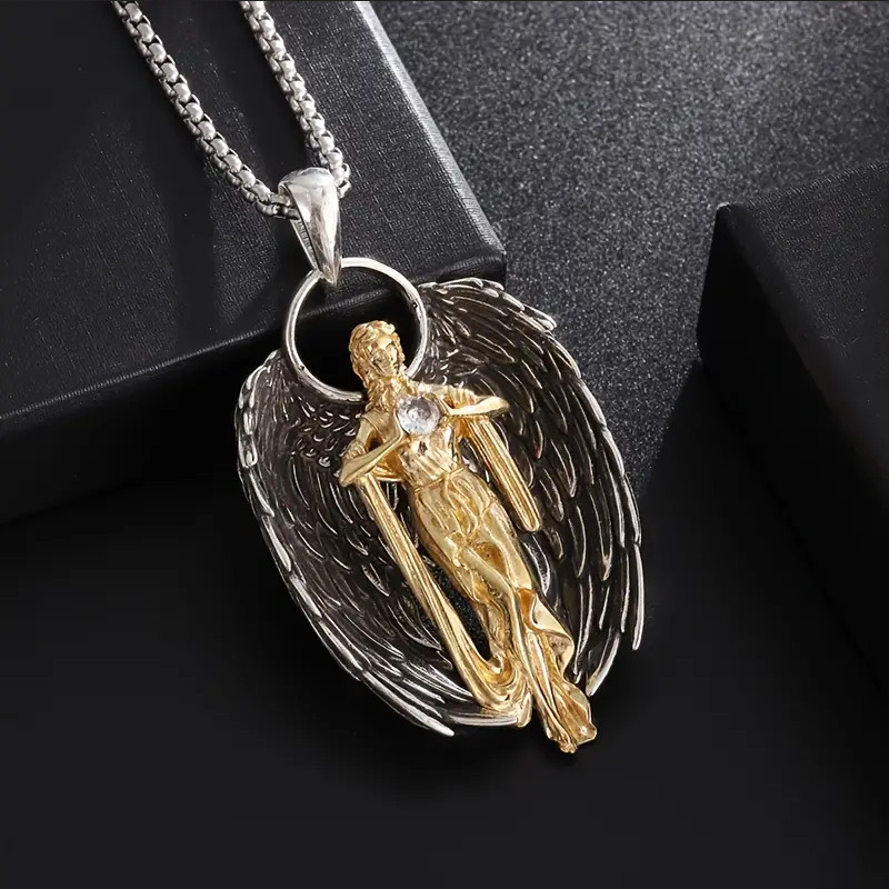 Shield Of Divine Jewelry Vintage Silver Sexy Goddess Angel Pendant Necklace