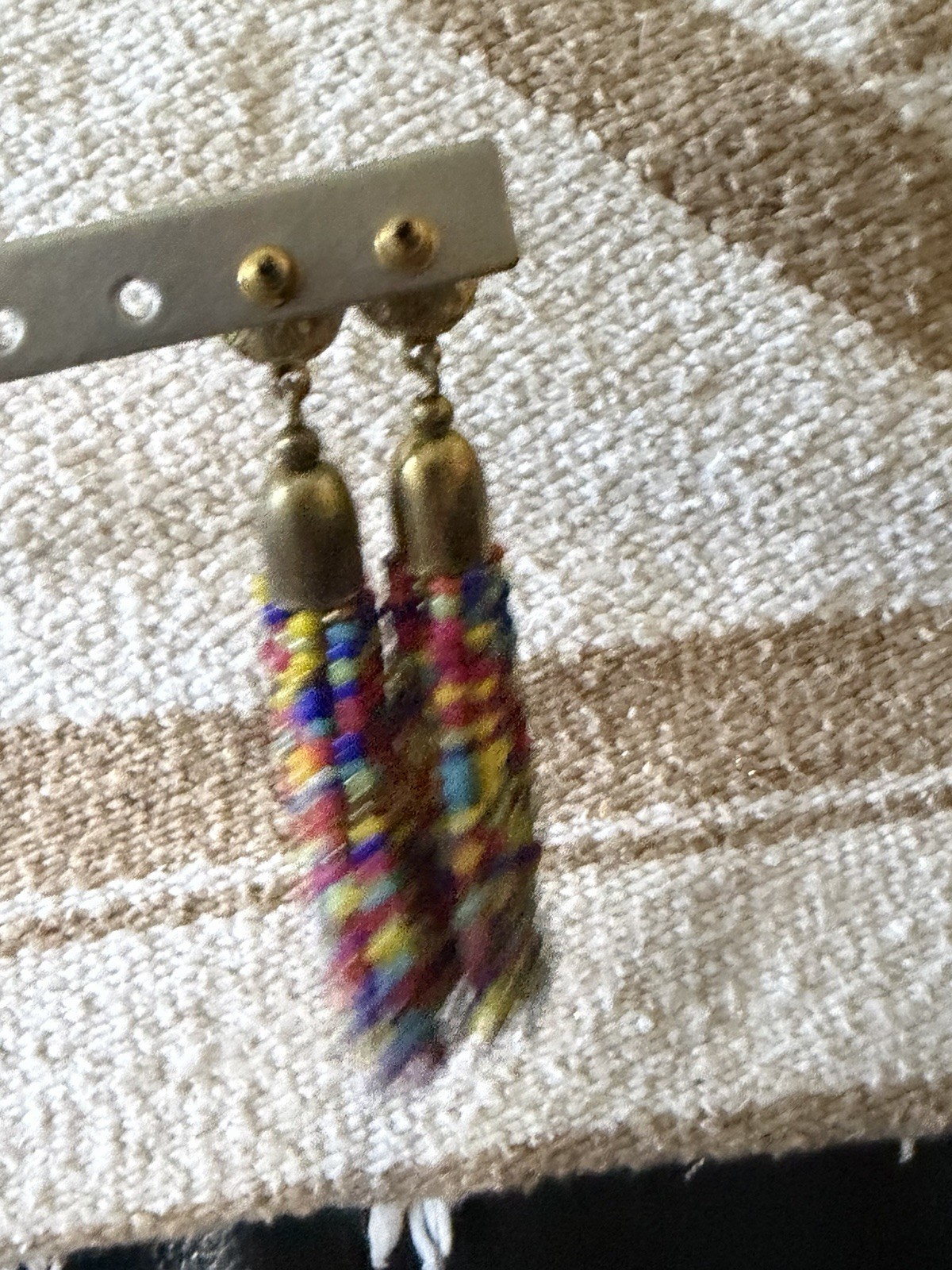 Beaded Tassle Crystal Rhinestone Rainbow Earrings Boho