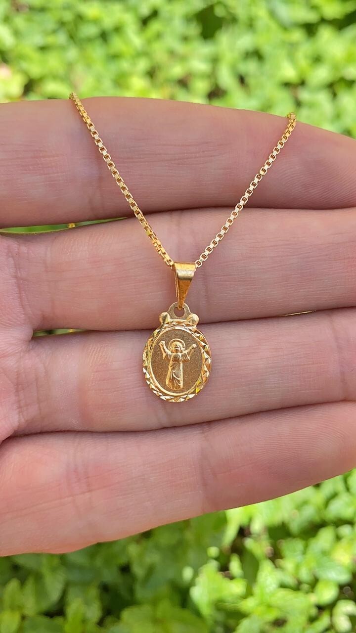 14K Gold Filled Divino Niño Necklace 16″ Toddler Gift Kids Cadena Oro Laminado