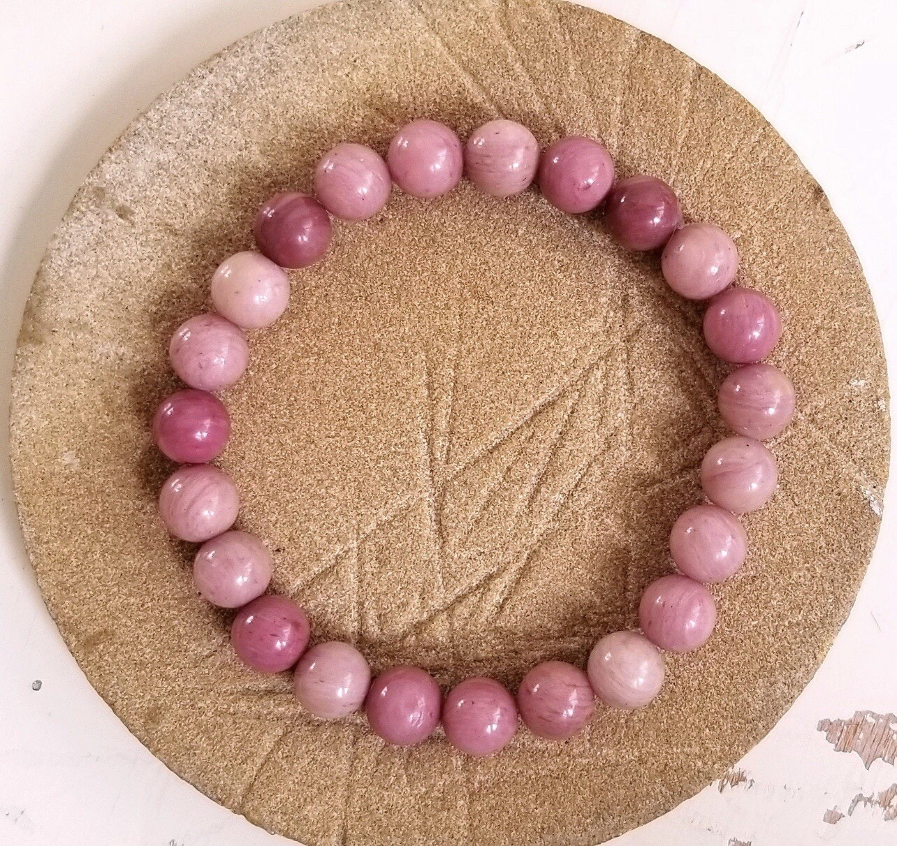 AAA Quality Natural Pink Rodonite Round Beaded Bracelet For Men and Women