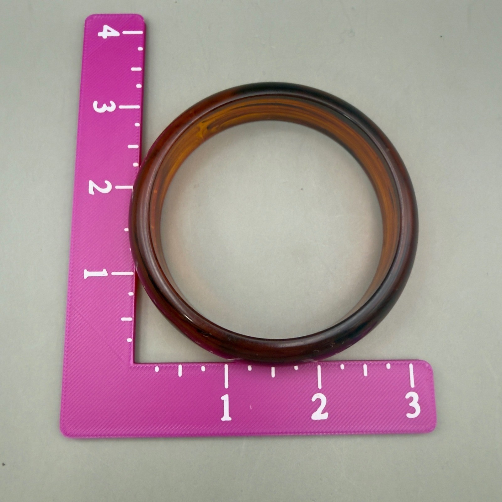Faux Tortoise Shell Bangle Bracelet Amber Brown Resin Acrylic Domed Slip On