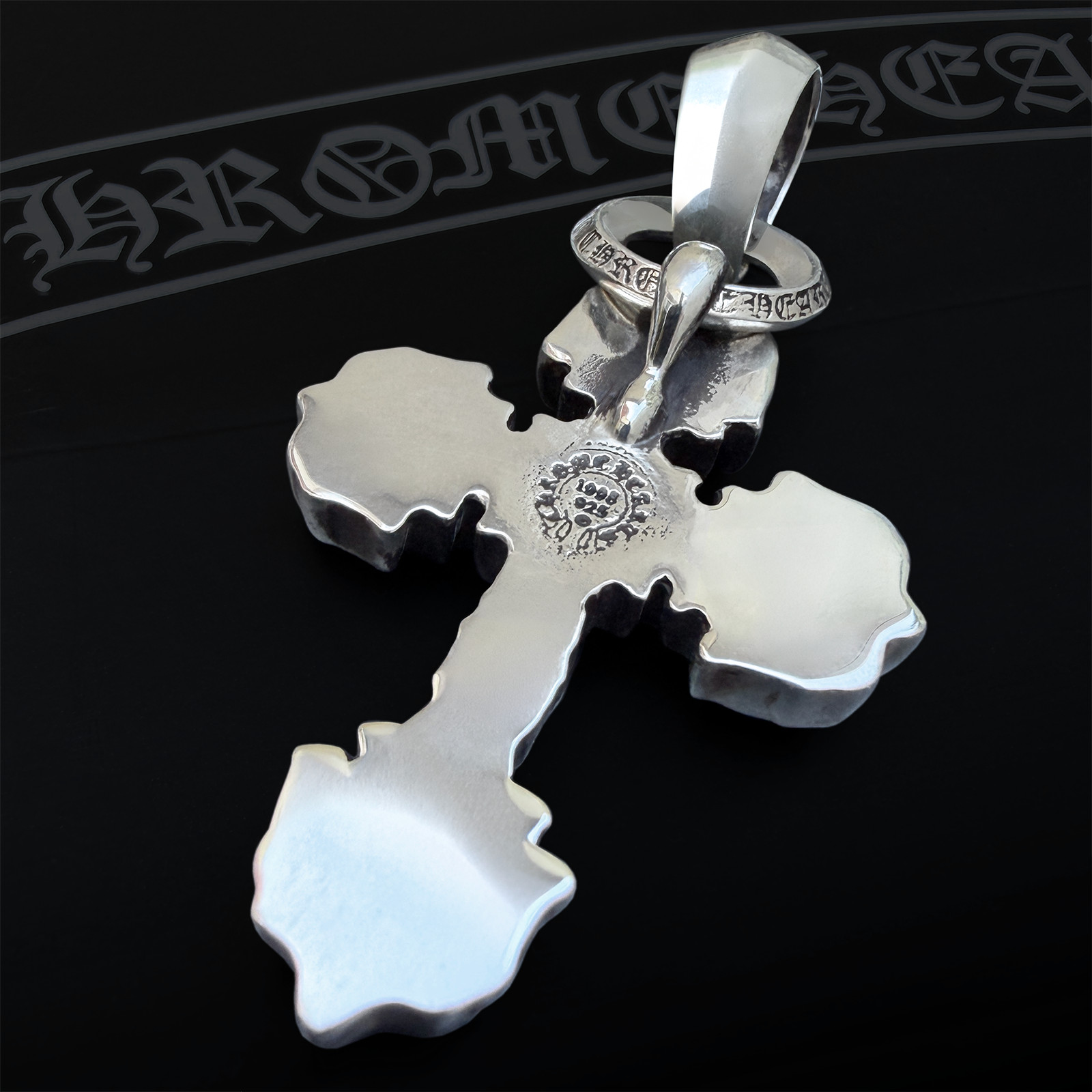 Authentic Chrome Hearts Large Filigree Cross Pendant + CH Pouch and Gift Bag