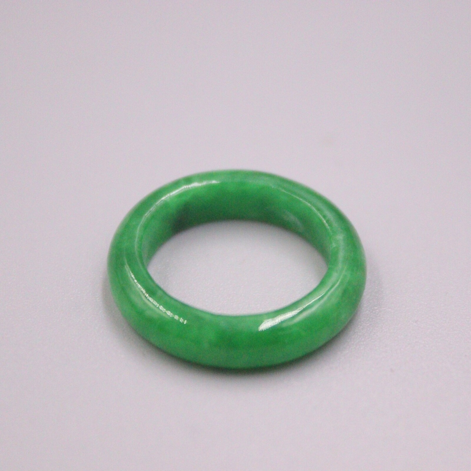 Women’s Chinese Green Jadeite Jade Ring Band Real Genuine Heating Jade Size 9