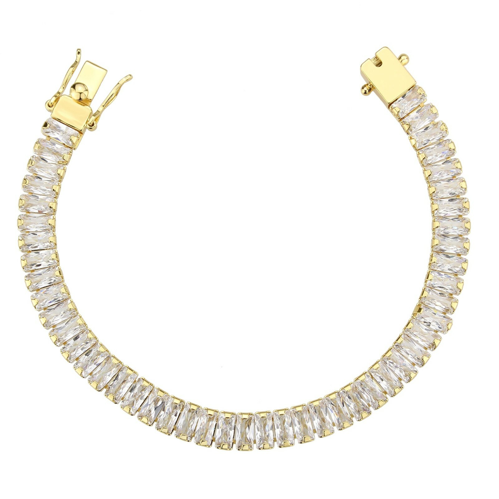 18kt Rectangle Cut Crystal Tennis Bracelet 18cm GL