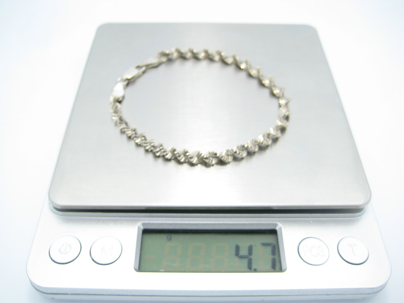 Sterling Silver 4mm Twist Link Rope Chain Link Bracelet 7.25″