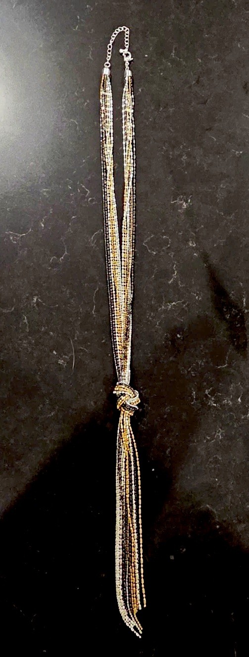 Multicolor Ball/Bead Chain Y-Drop Necklace with Knot/Tassel