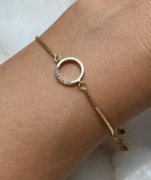 Women’s Stunning Bracelet Round Cut Simulated Diamond In 14K Yellow Gold Plated