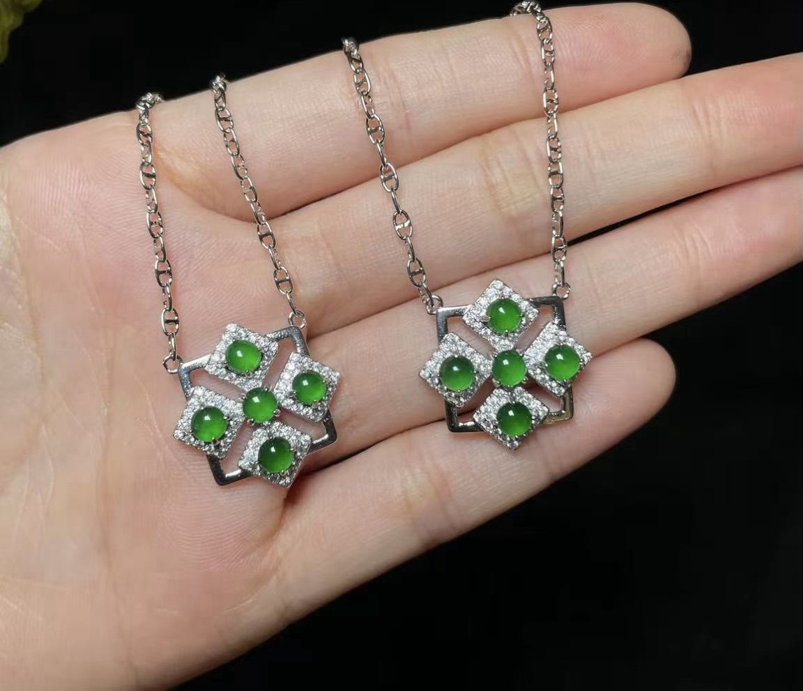 Natural Jadeite Square Cabochon Clavicle Necklace, Approx. 4mm With Certificate