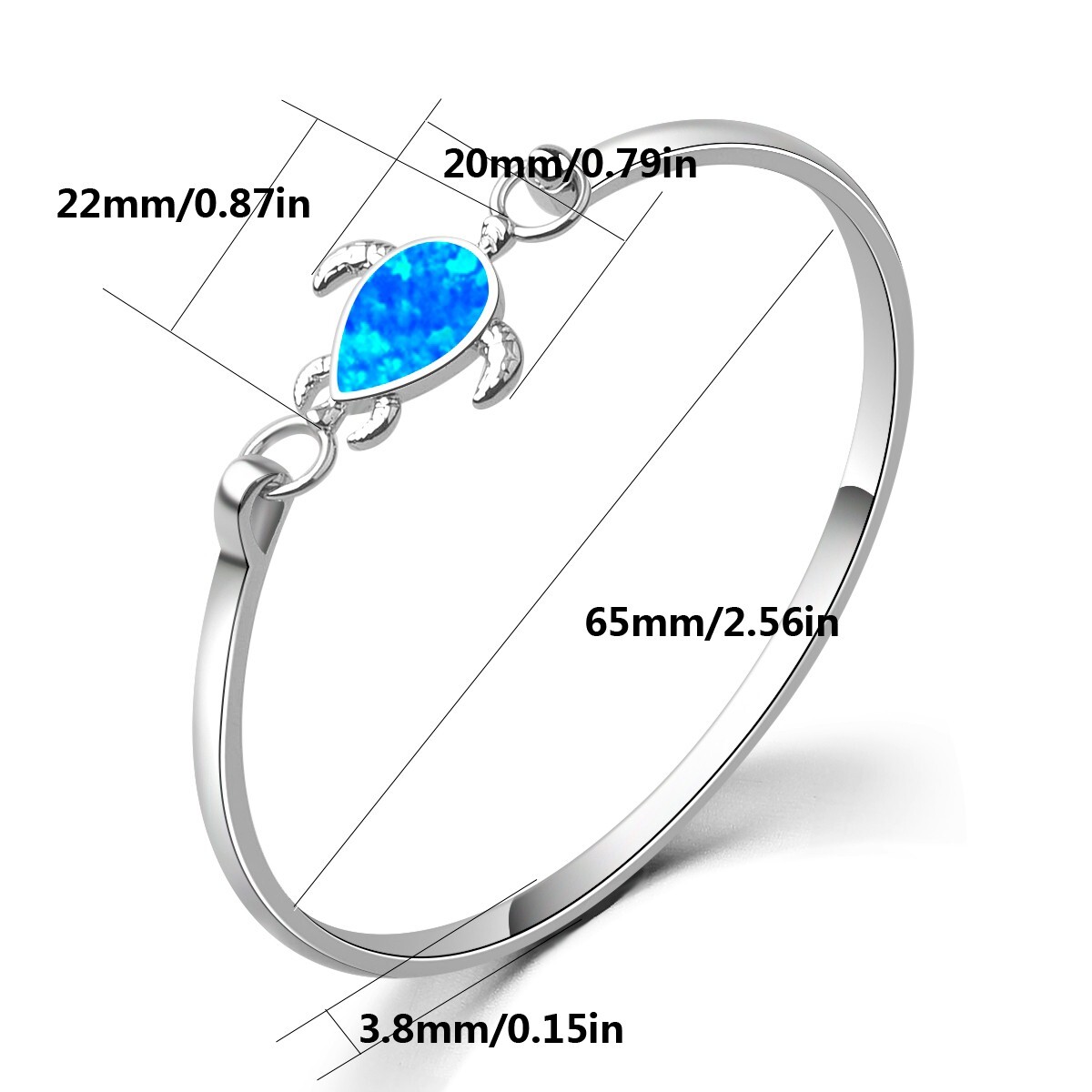 Hawaii Blue Opal Beach Turtle Cuff Bangles 925 Sterling Sliver Jewelry For Women