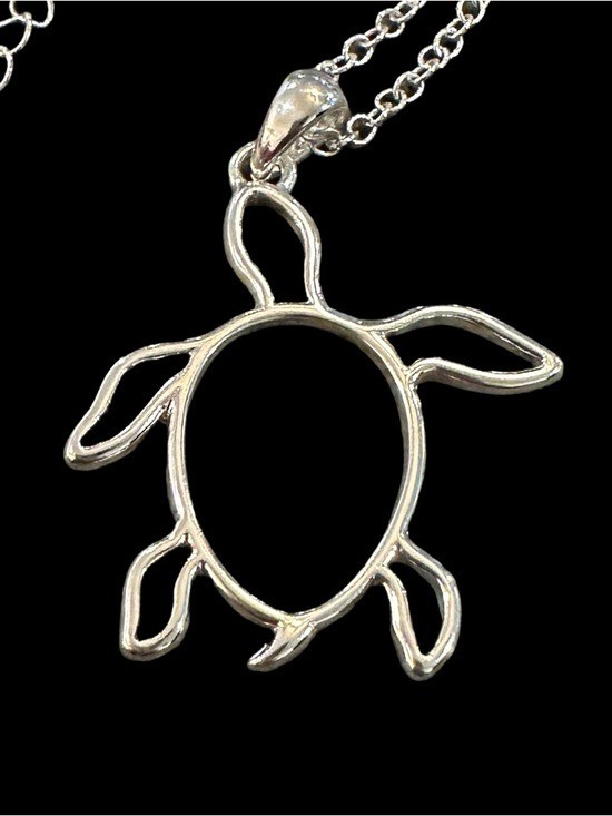 Turtle Pendant Necklace Silver Tone 18 – 20 Inch Length Ocean Sea Life Women