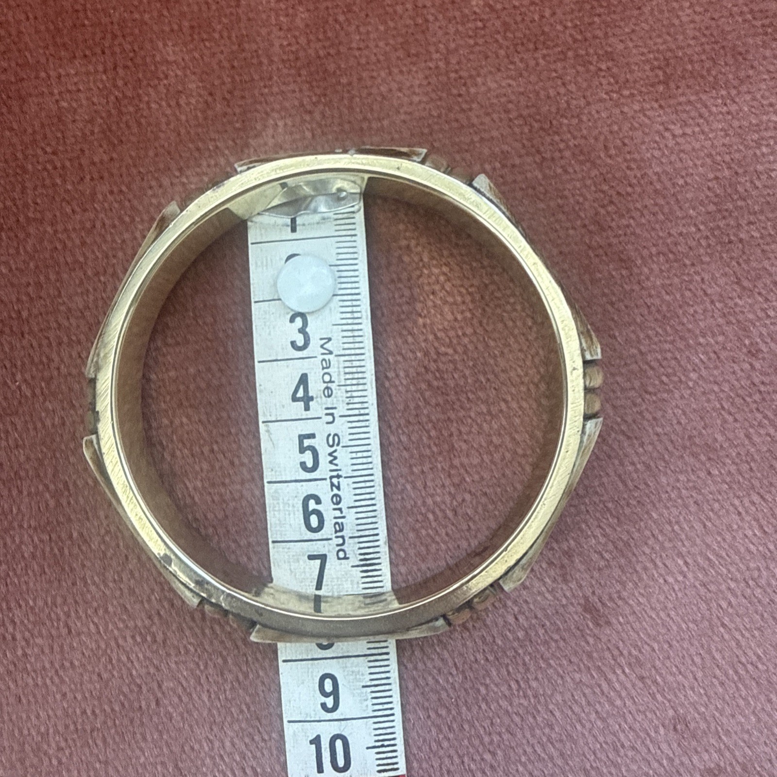 VINTAGE ! REAL BONE & Solid BRASS BANGLE BRACELET GOLD Tone