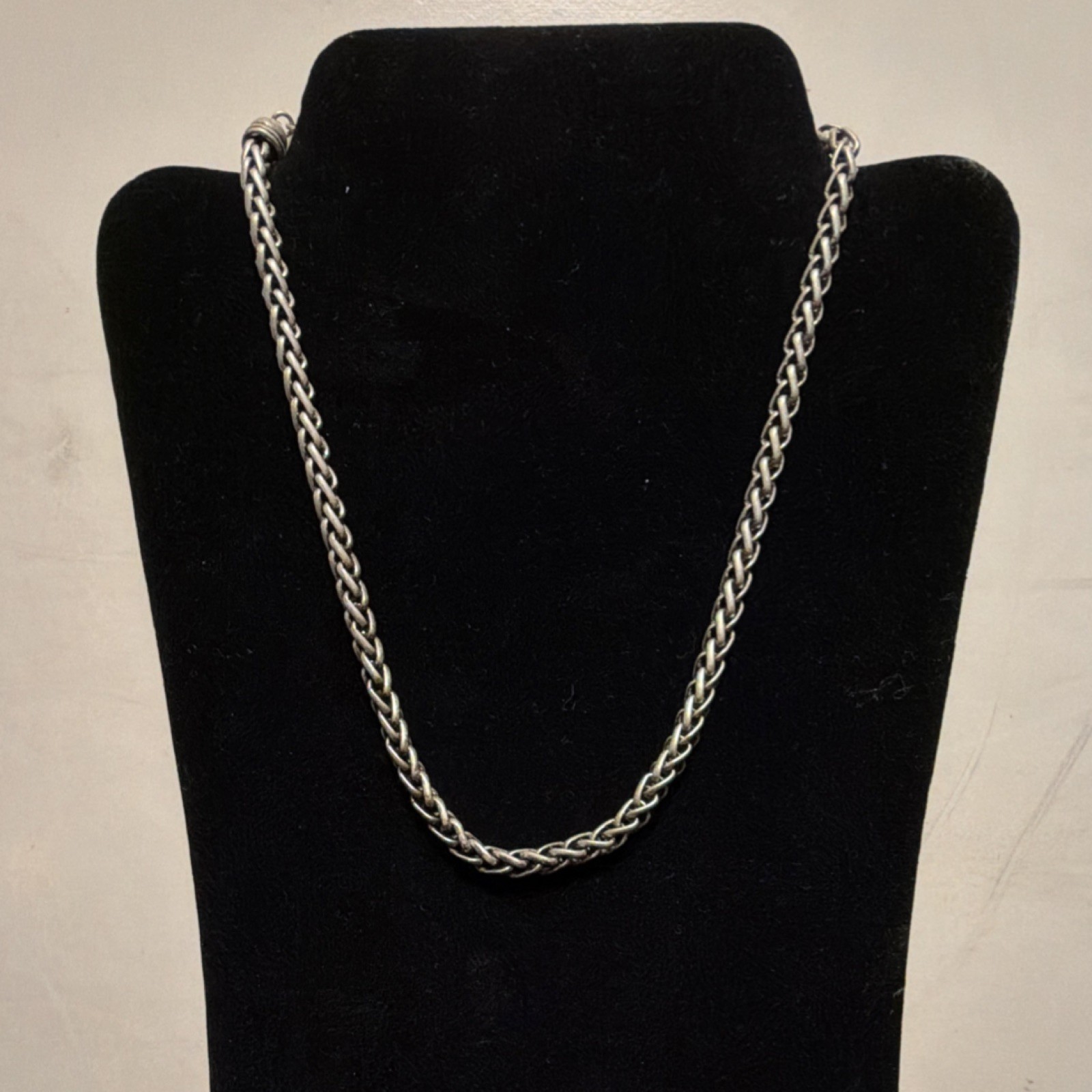 Chain Necklace Silver Spiga Wheat Metal Lobster Adjustable Fashion