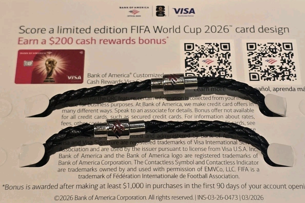 Bank of America FIFA World Cup 26 Braid Cord Charm NYC Big Apple Taxi Small 2 Pc