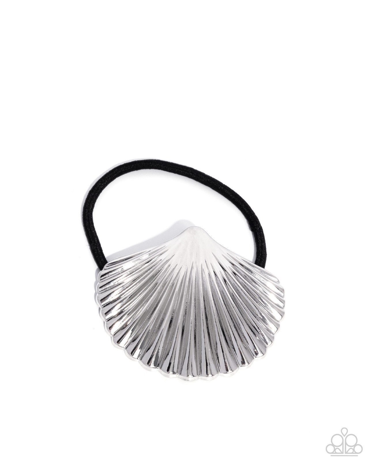 Paparazzi Short Seashell – Silver- Textured Seashell – Elastic Hair Tie