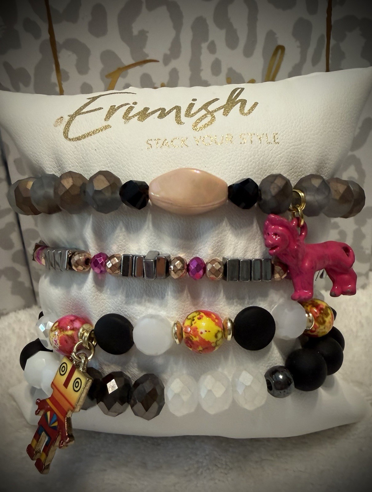 New ERIMISH Bracelets 4 pc – Pink Multi- Custom Regular, Kids Or Extended Size