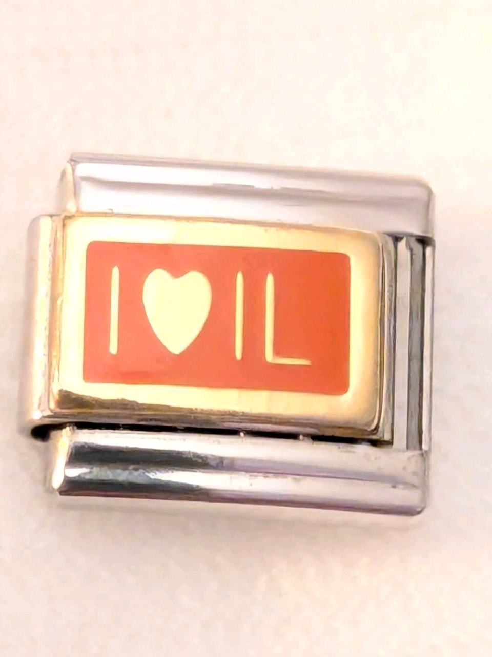 Authentic Casa D’Oro “I Love IL” Illinois Italian Charm Classic 9mm Link M56