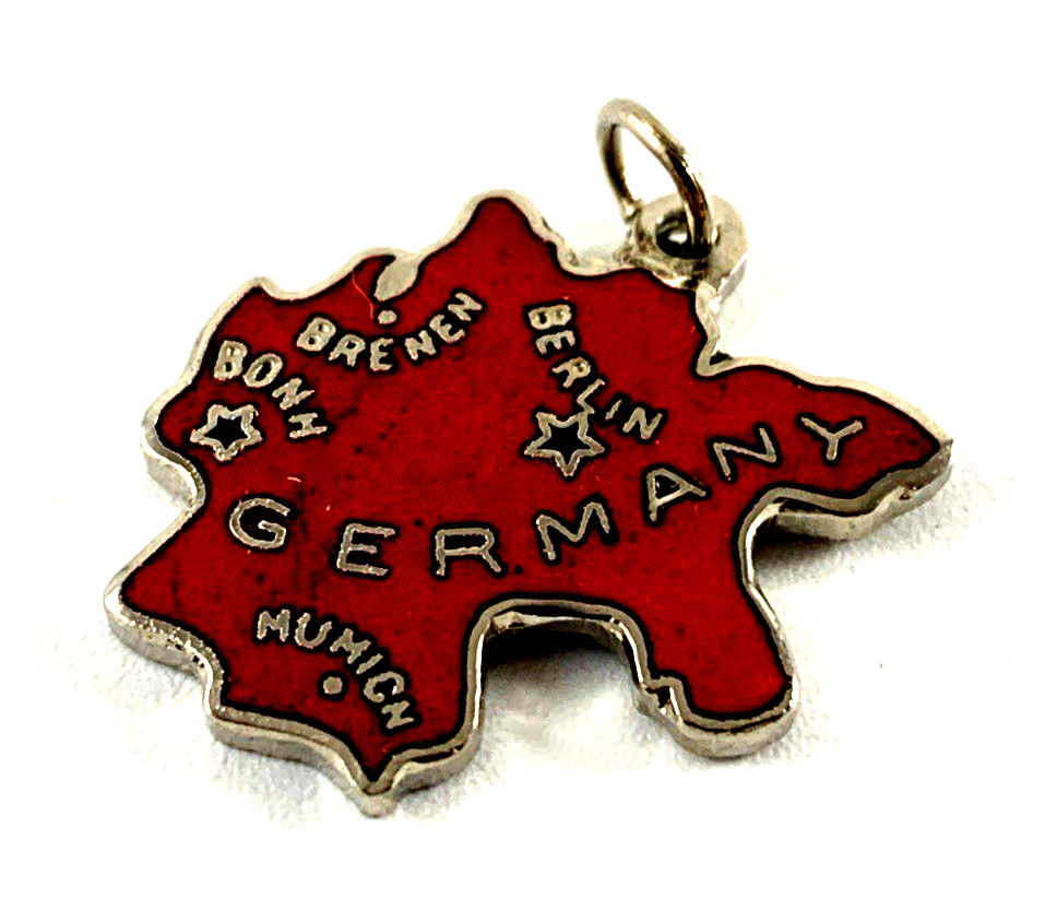 Germany Charm | Silver Plated | Red Enamel | 3/4″ | New Old Stock
