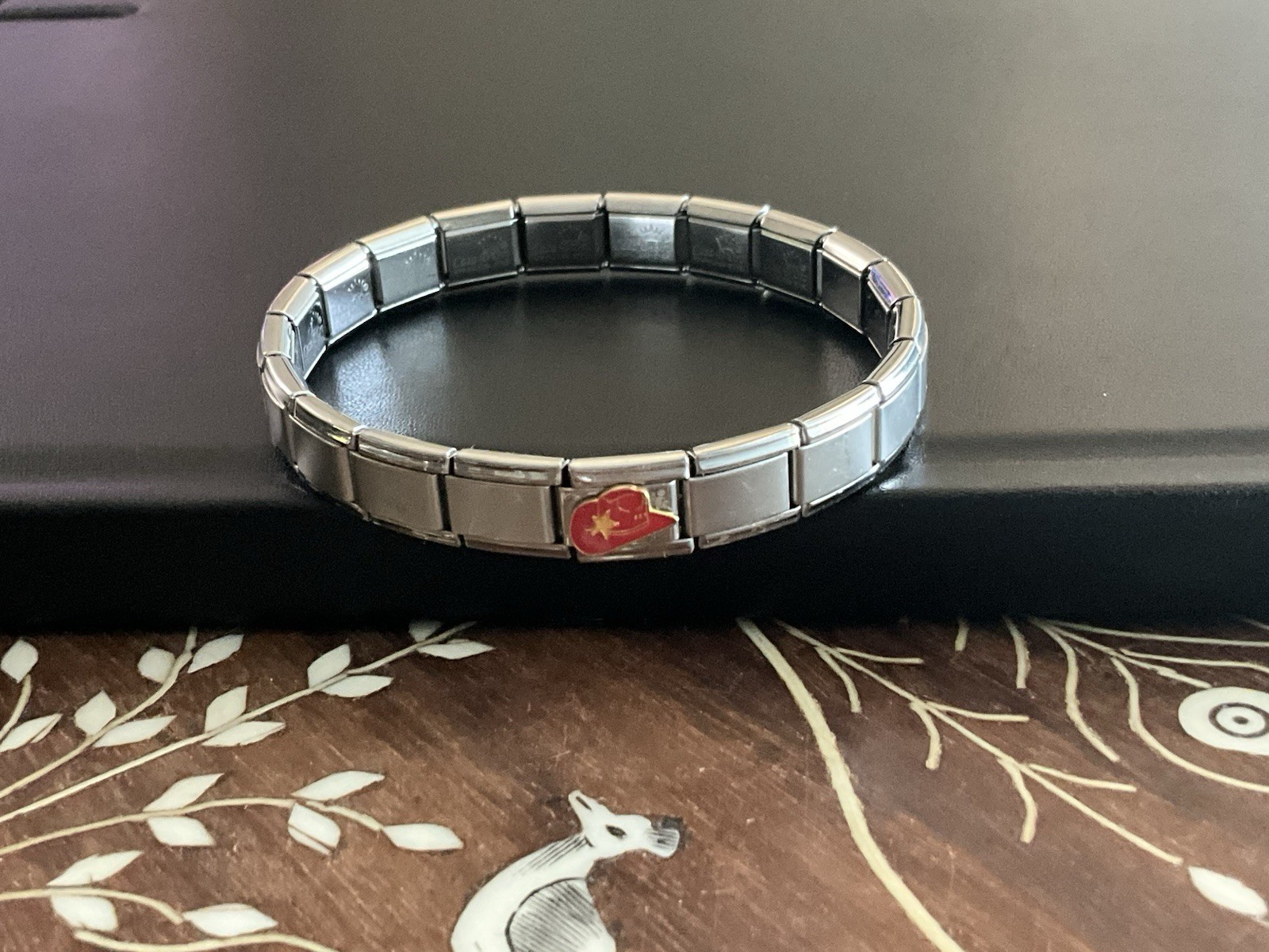 Casa D’Oro Red Hat Society Italian Charm Bracelet With Red “Cowgirl” Hat Charm