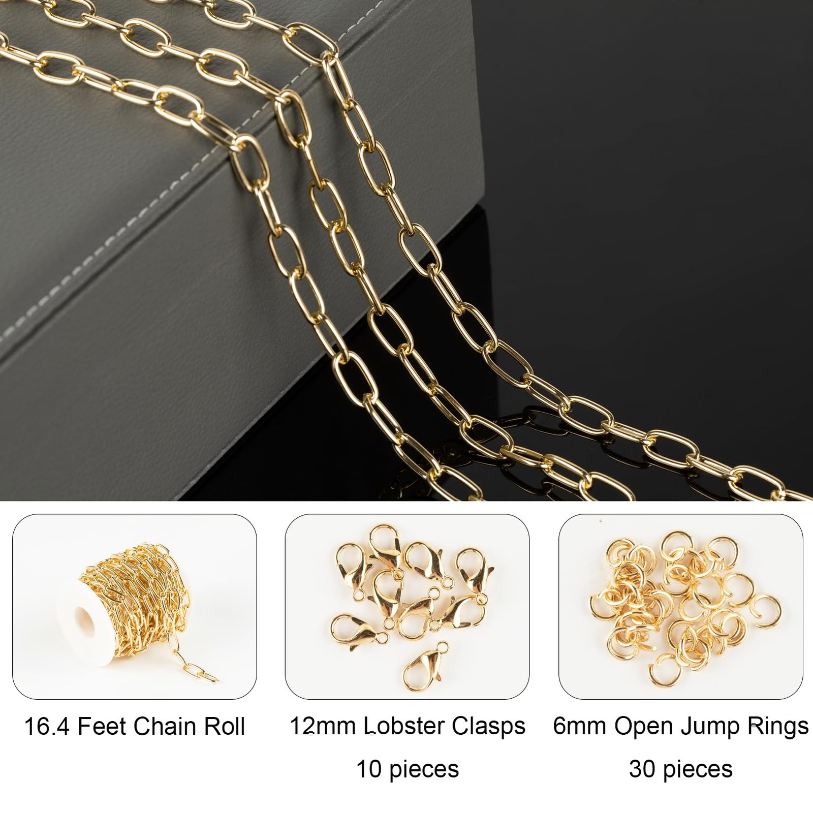 5 Meters Gold Plated Aluminum Jewelry Making Chains Oval Paperclip Cable Chai…