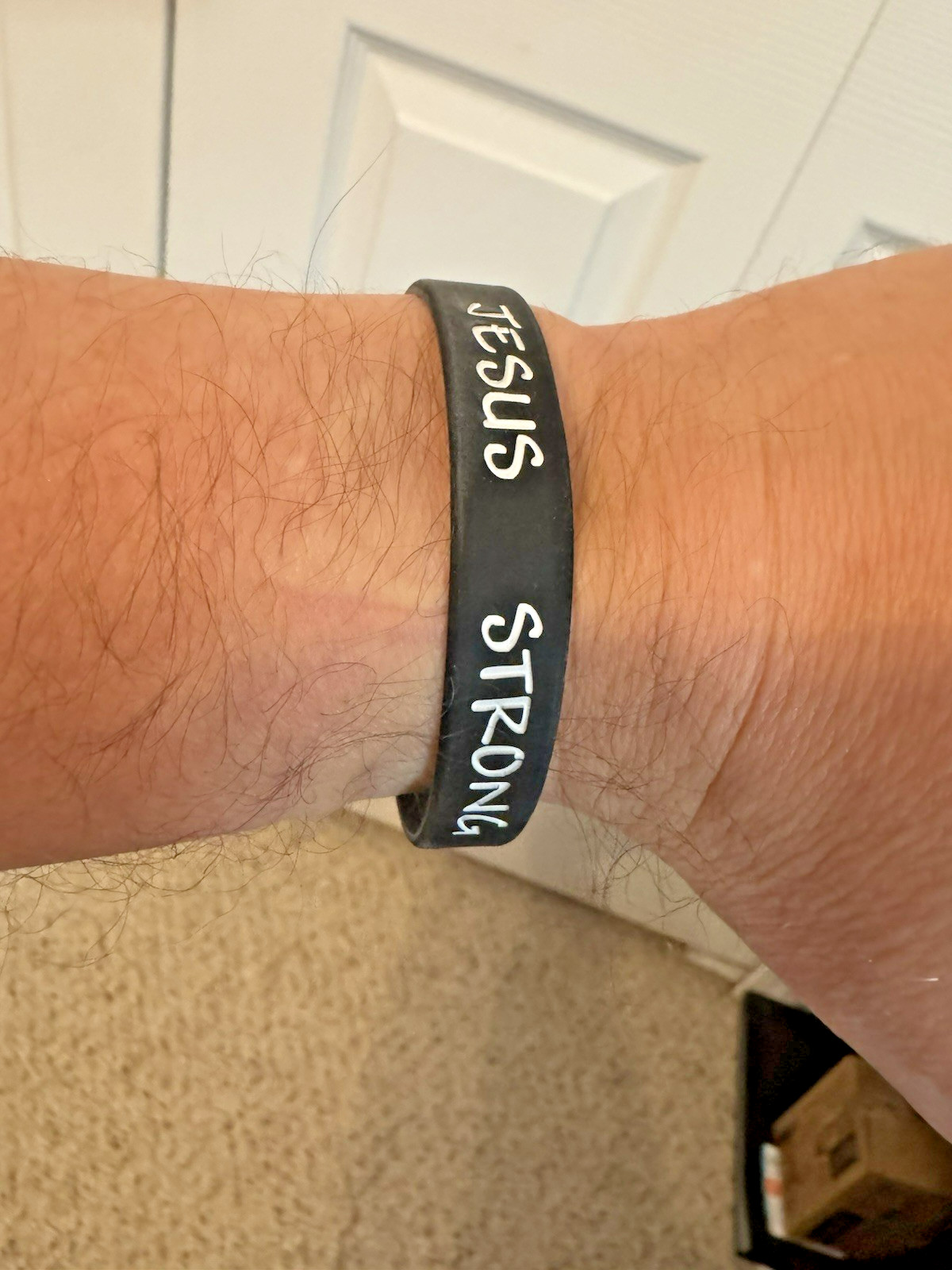 3 Pack Jesus Strong Christian Wristbands Black & White Double Sided Bracelet