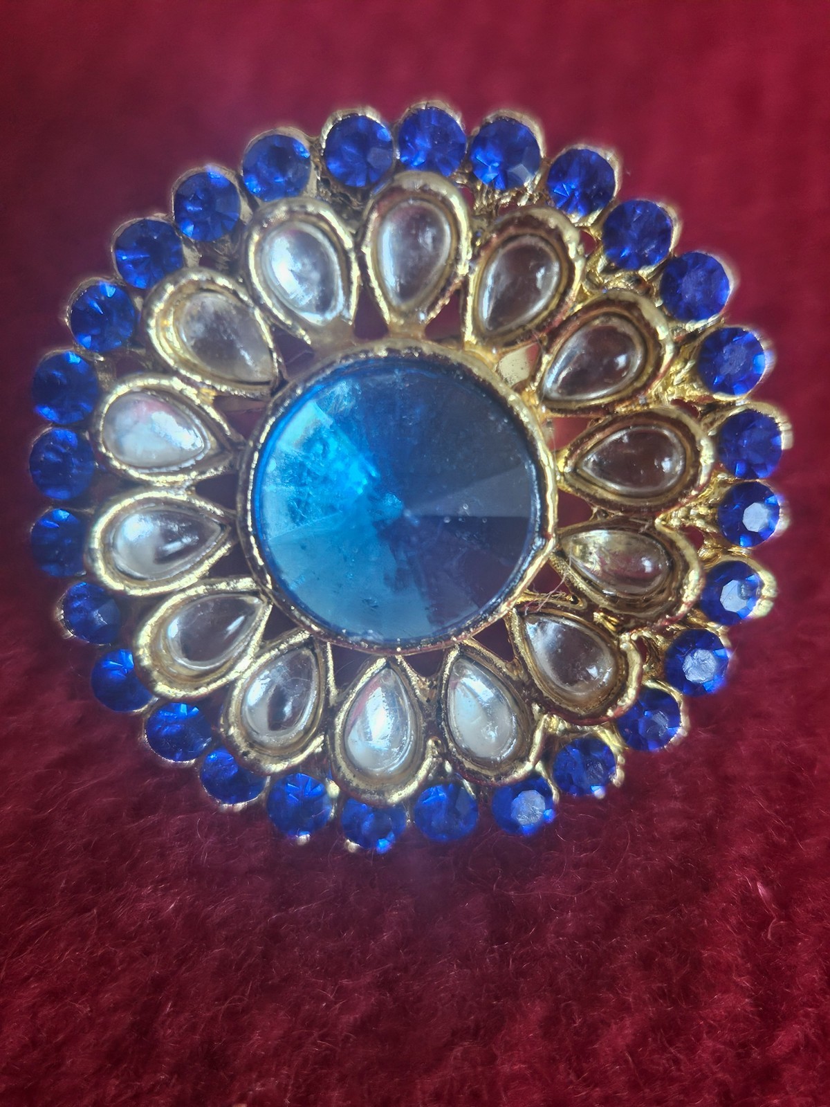 Blue white stone gold ring bridal wedding kundan bollywood Bridal Wedding