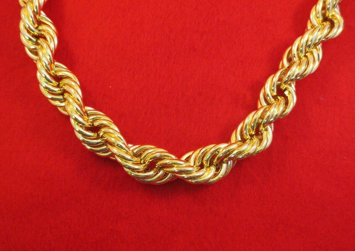 30″ HIP HOP 20MM 14KT GOLD PLATED FAT RUN DMC BLING DOOKIE ROPE CHAIN NECKLACE
