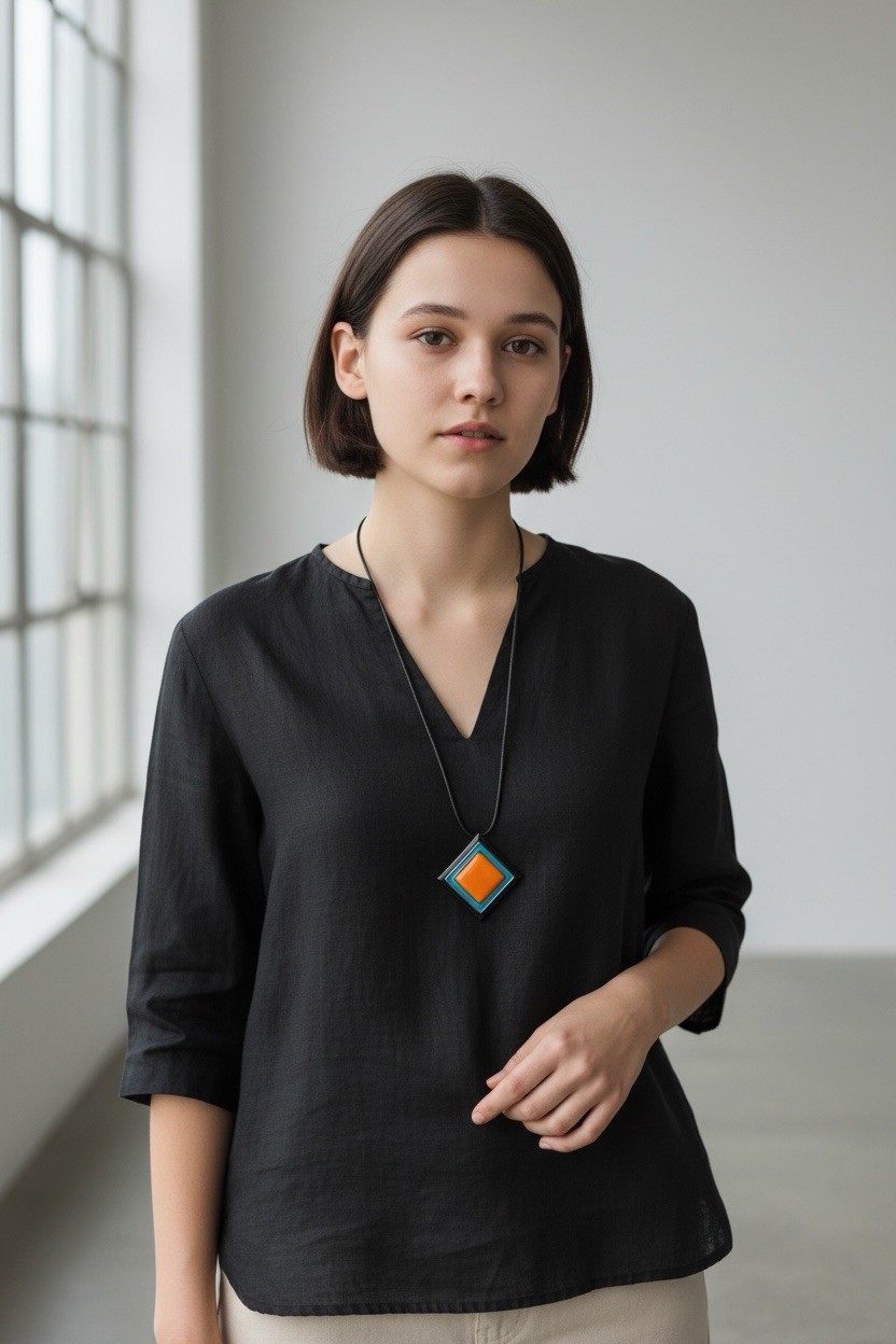 Orange And Black Necklace