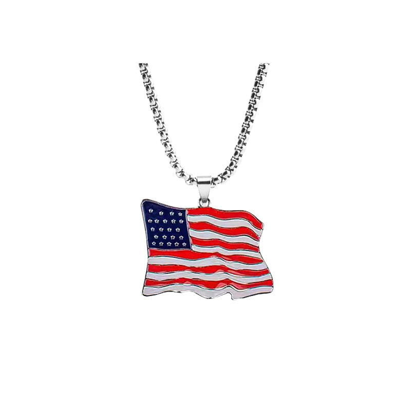 American Flag Earrings Independence Day Necklace July 4th Copper Jewelry Set