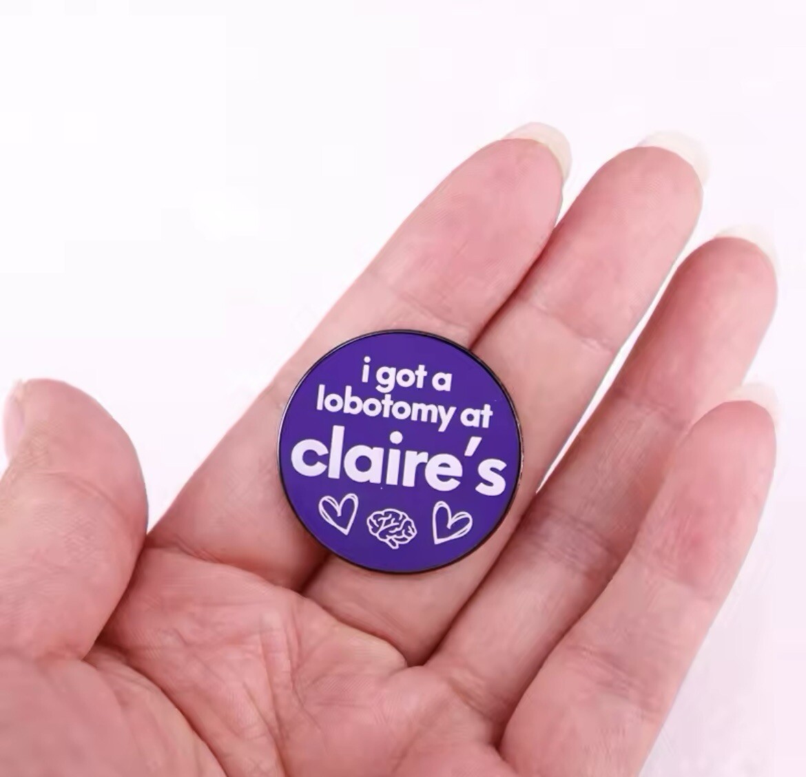 Claire’s Lobotomy Style Pin Rubber Pin Backer Claire’s Funny Brooch Enamel Pin