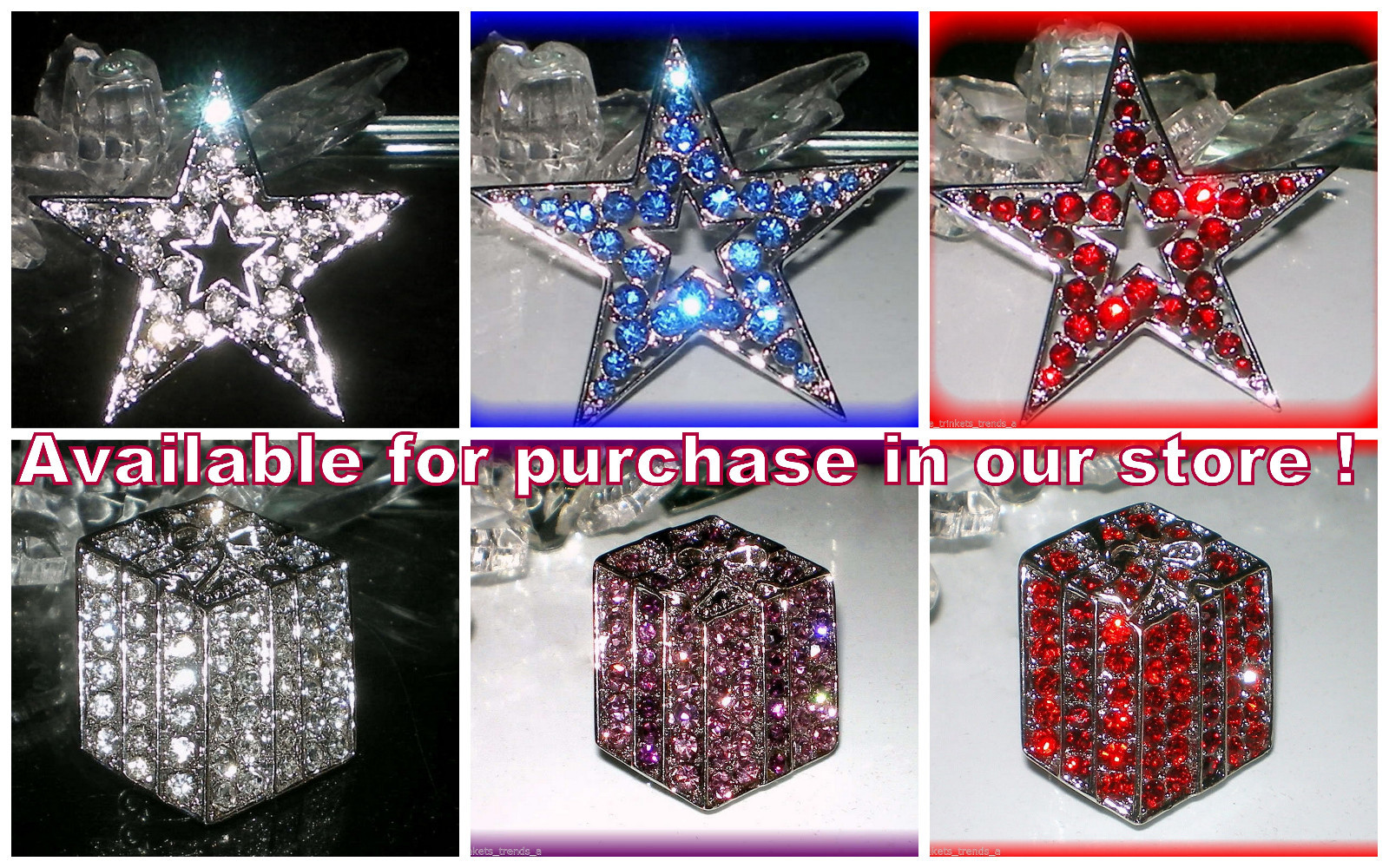 CLEAR CRYSTAL RHINESTONE SILVER STAR PIN BROOCH PENDANT~CHRISTMAS HOLIDAY GIFT