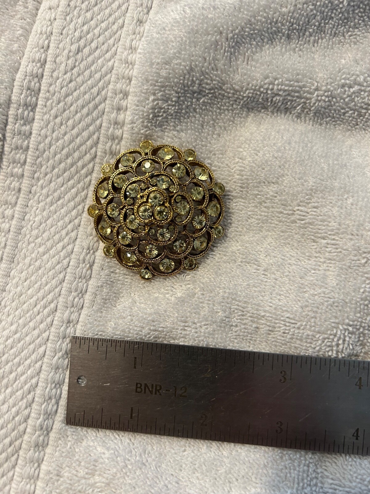 Vintage Yellow / Clear Rhinestone Pin