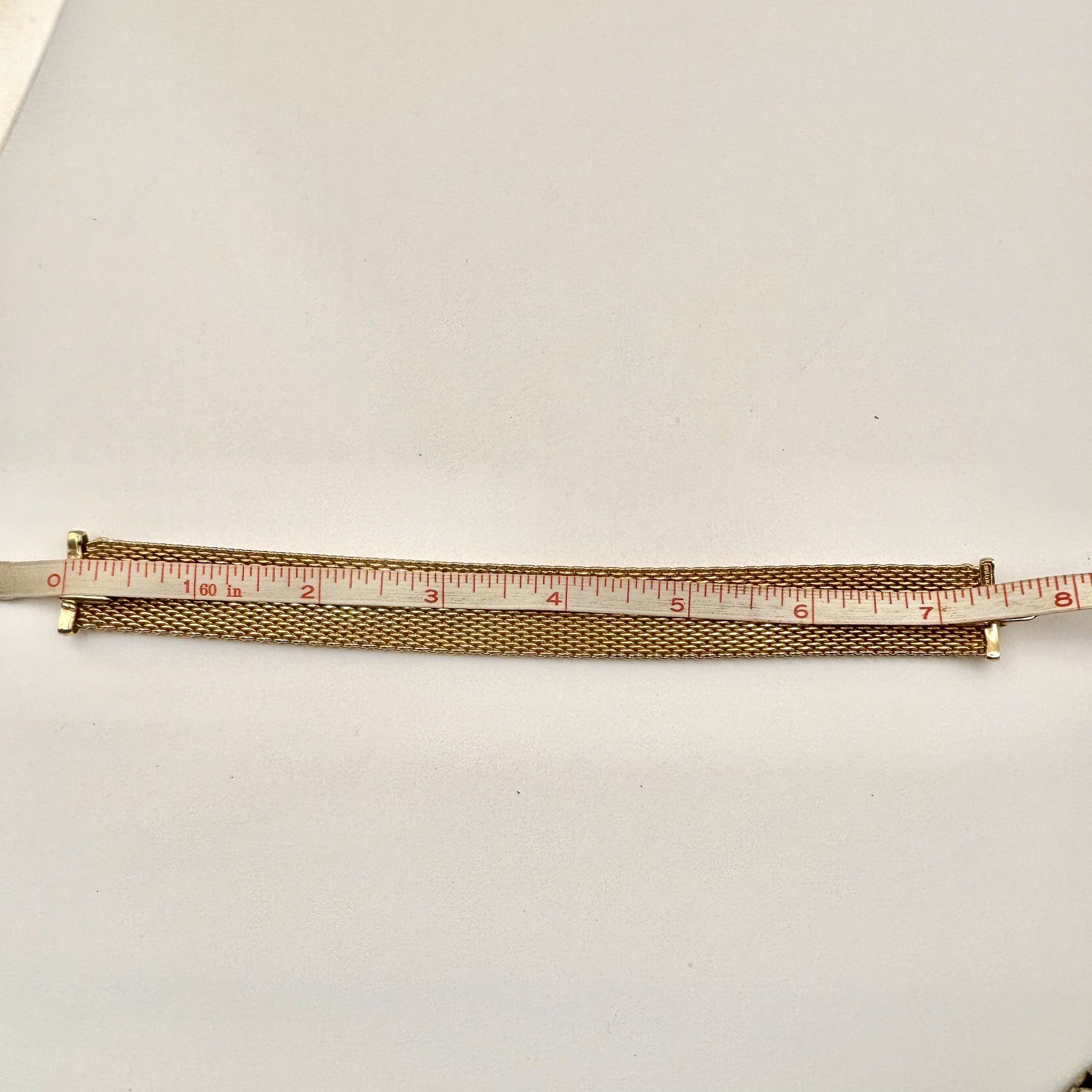 Woven Mesh Bracelet 14K Gold Electroplate ESPO Signed 7.5″ long; 0.75” wide 44g