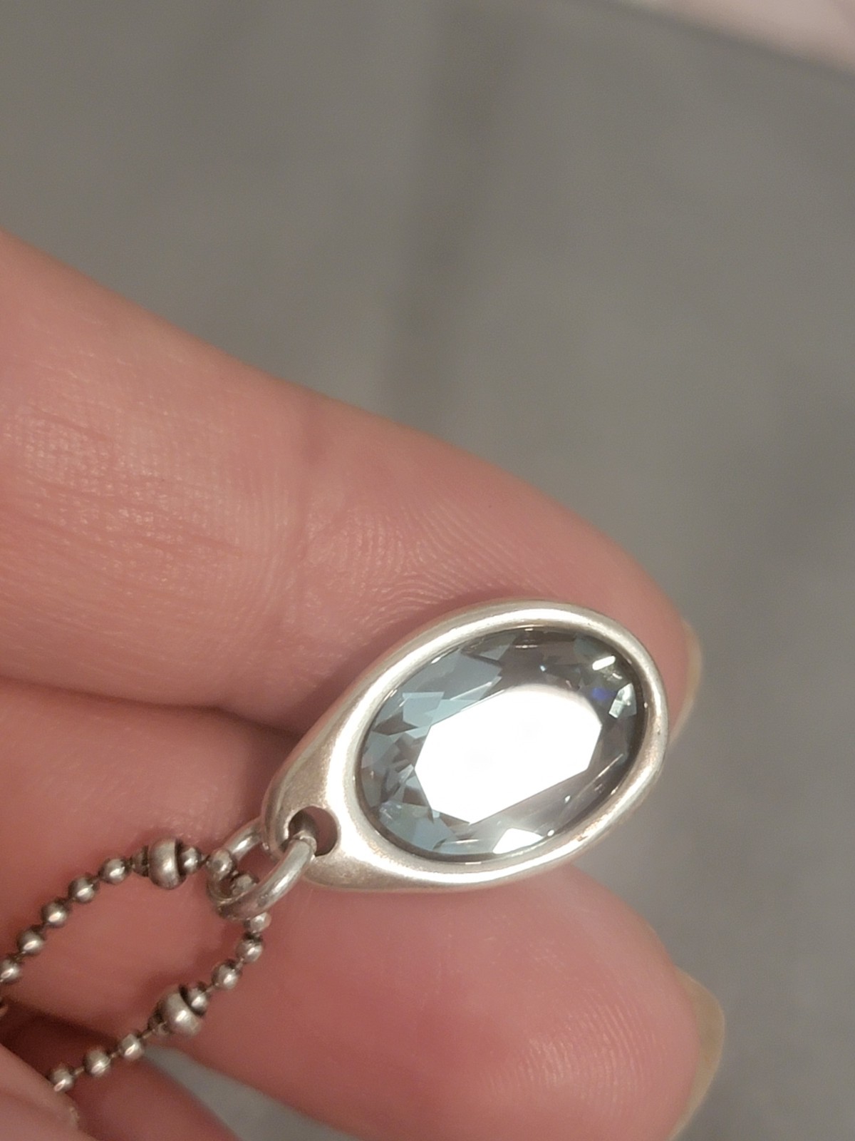 UNO De 50 Blue Oval faceted crystal Pendant Necklace